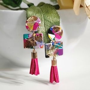 Tie Dye Tassel Earrings